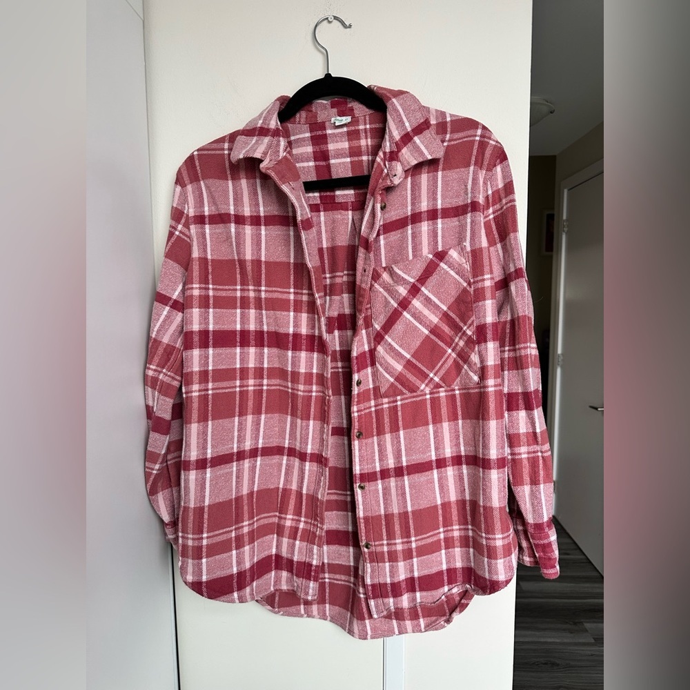 Aerie Pink Plaid Button-Down Shirt As Is | Wash wear - Picture 2 of 10